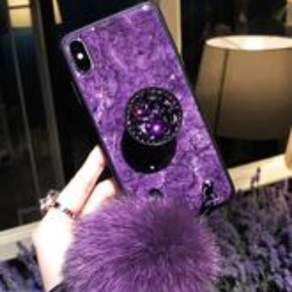 Silicone Lanyard Marble Rheinstone Popsocket Case